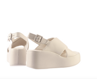 Cream Leather Wedge Sandal