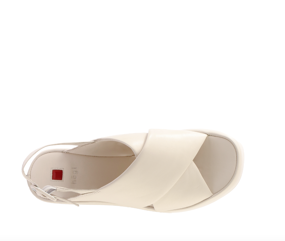 Cream Leather Wedge Sandal