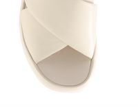 Cream Leather Wedge Sandal