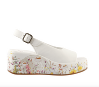 Floral Leather Wedge Sandal
