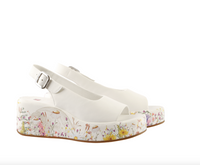 Floral Leather Wedge Sandal
