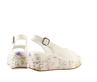 Floral Leather Wedge Sandal