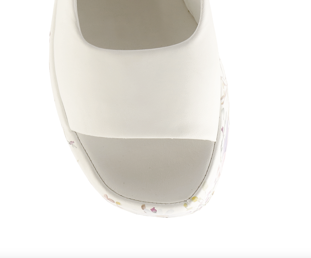 Floral Leather Wedge Sandal