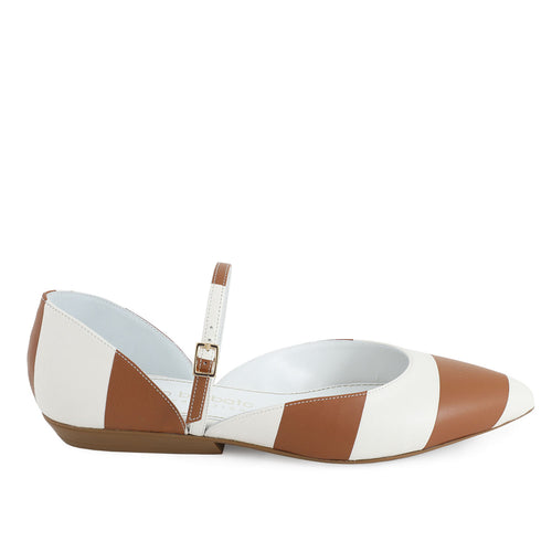 Lattea Tan & White Mary Jane shoes