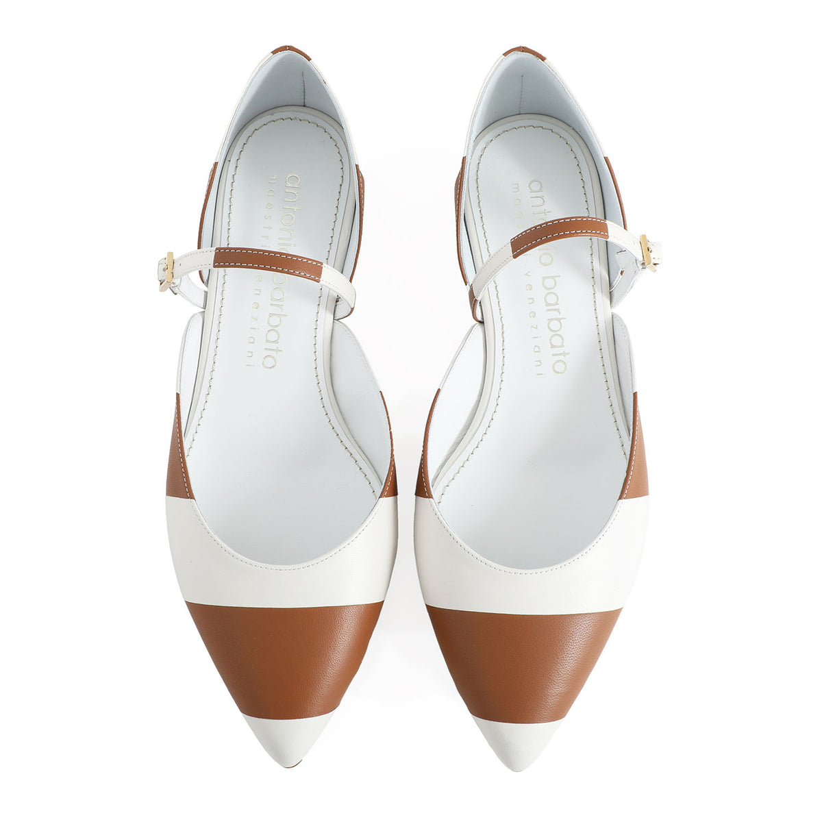 Lattea Tan & White Mary Jane shoes