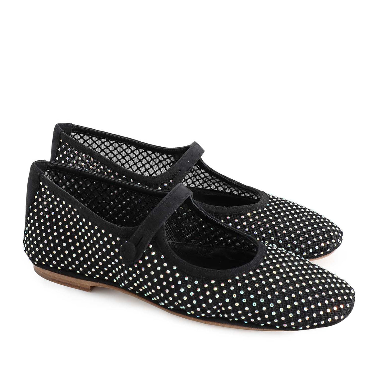 Lucente jewelled ballet shoes black