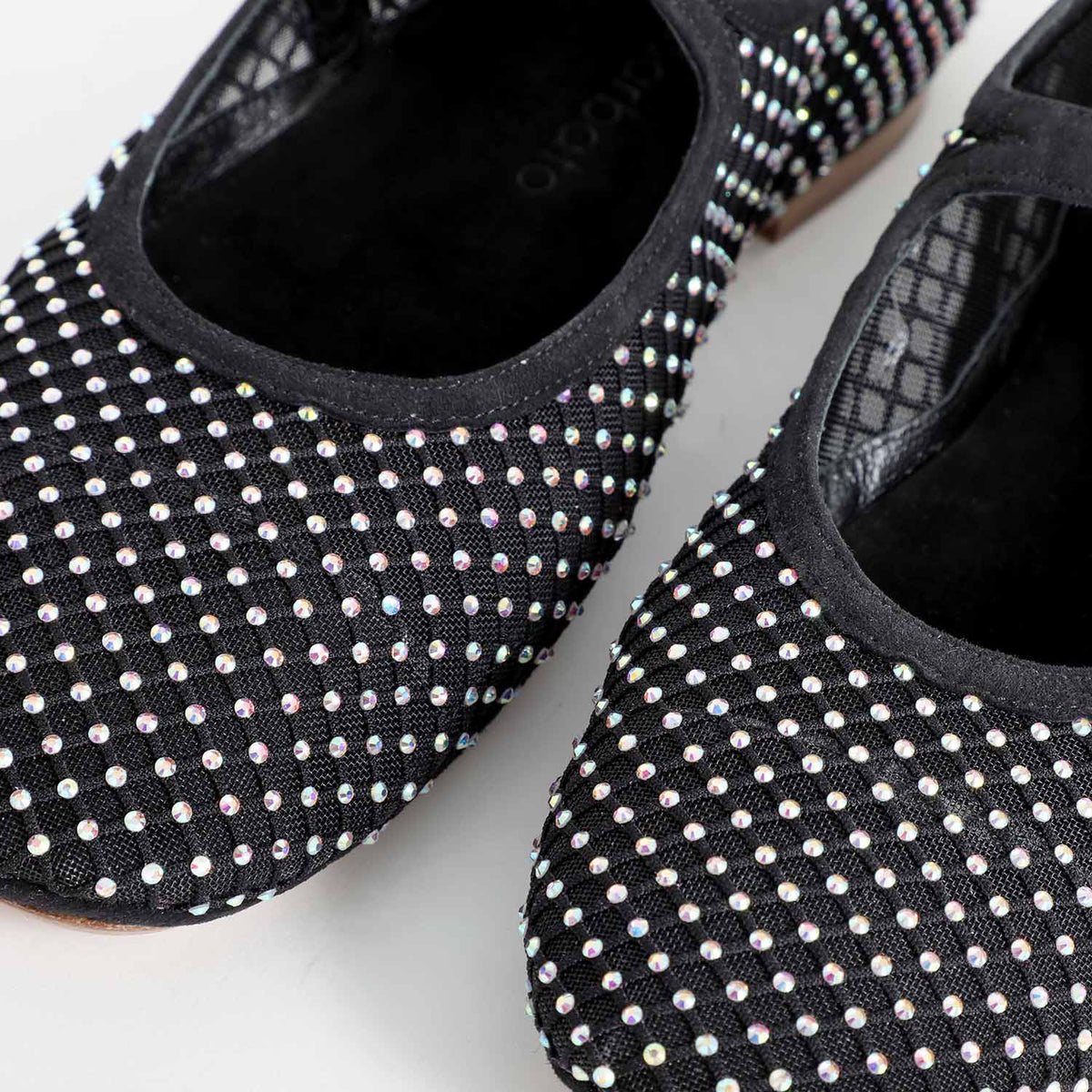 Lucente jewelled ballet shoes black