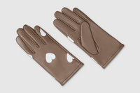 Taupe Hearts leather gloves