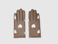 Taupe Hearts leather gloves