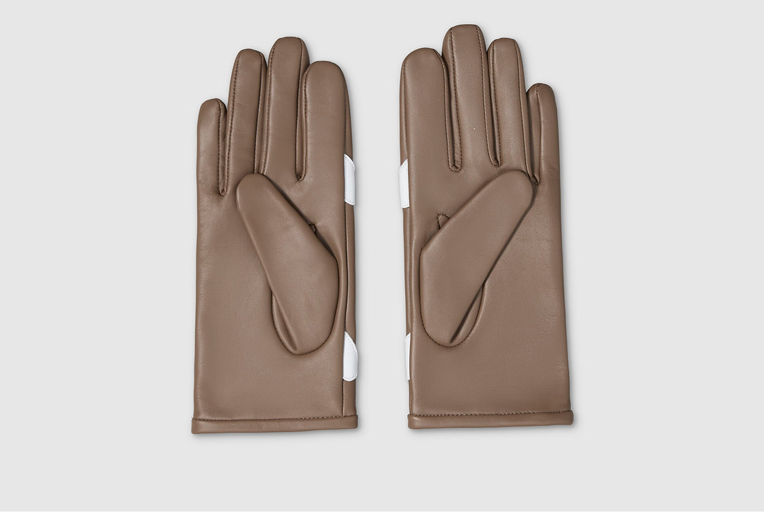 Taupe Hearts leather gloves