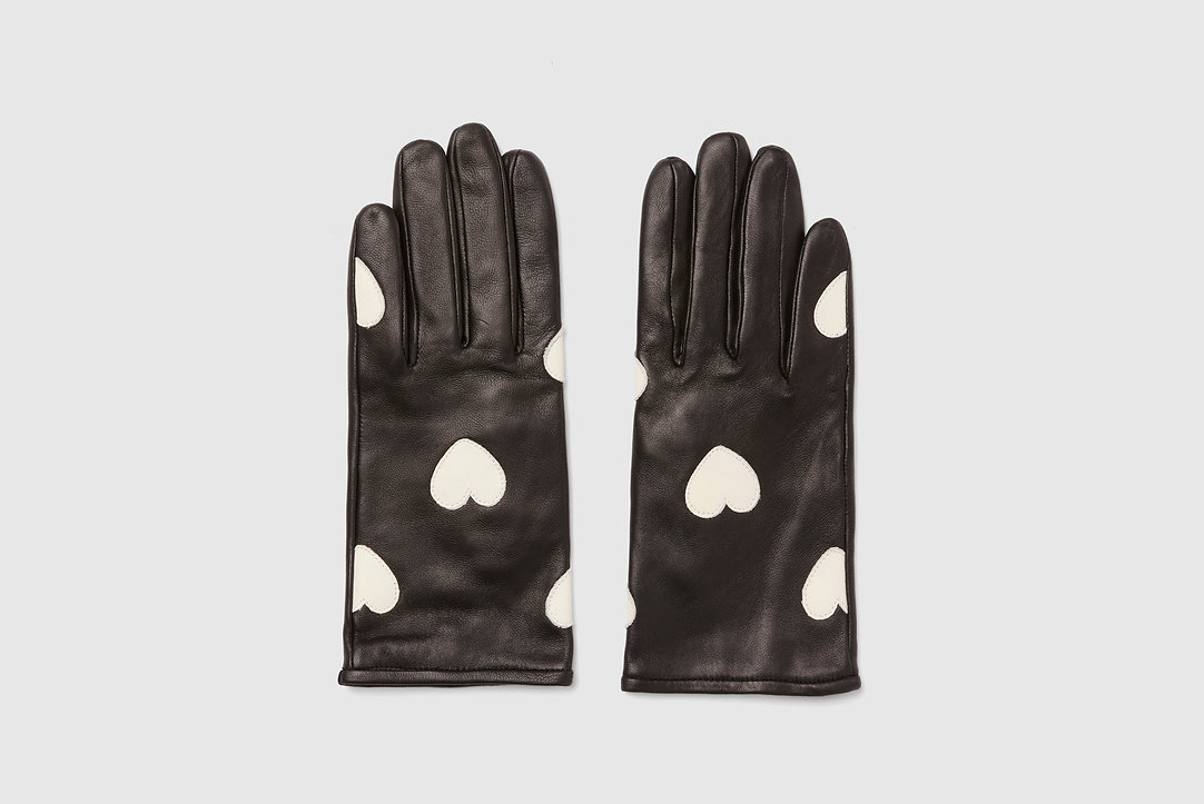 Black Heart Leather Gloves