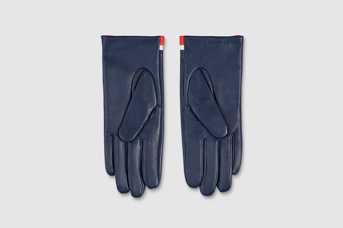 Leather Gloves Navy Daisy