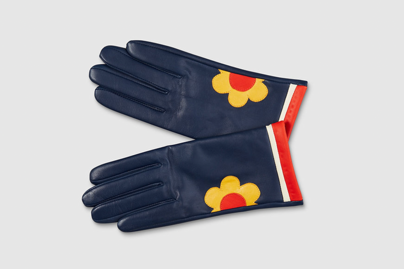 Leather Gloves Navy Daisy