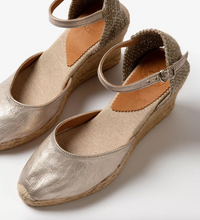 Mary Jane Metallic Leather Espadrille Champagne