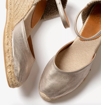 Mary Jane Metallic Leather Espadrille Champagne