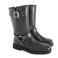 Min Square Toed Biker Boot Black