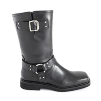 Min Square Toed Biker Boot Black