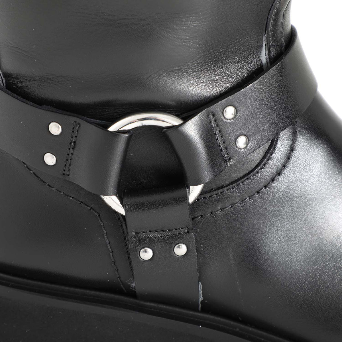 Min Square Toed Biker Boot Black