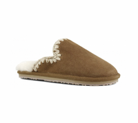 Suede Eskimo Stitch Slippers Cognac