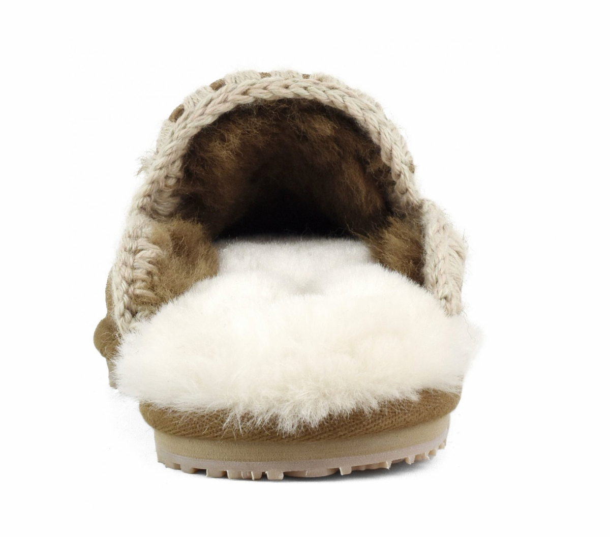 Suede Eskimo Stitch Slippers Cognac