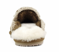 Suede Eskimo Stitch Slippers Cognac
