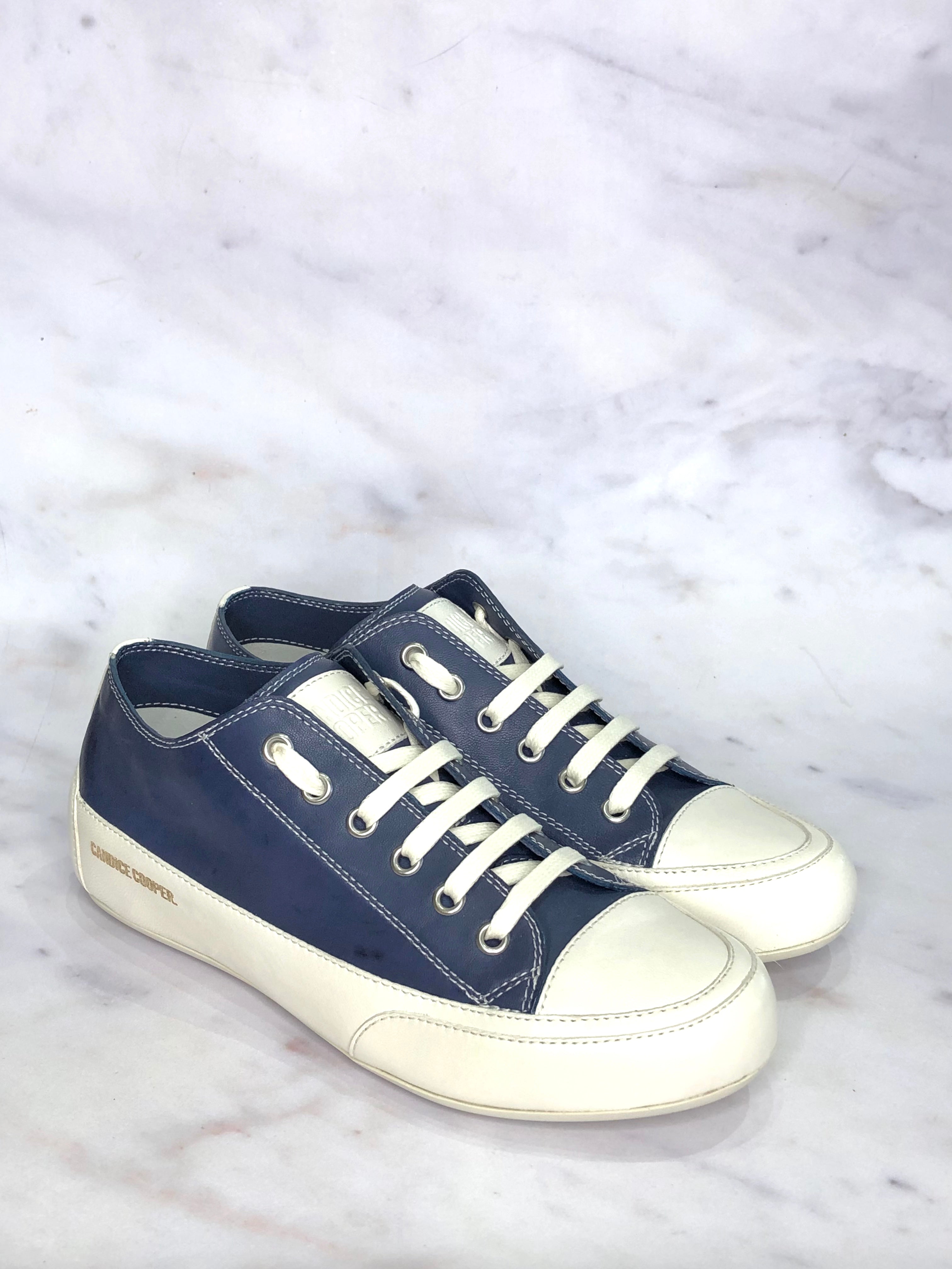 Rock Leather Trainers Navy The Shoe Gallery