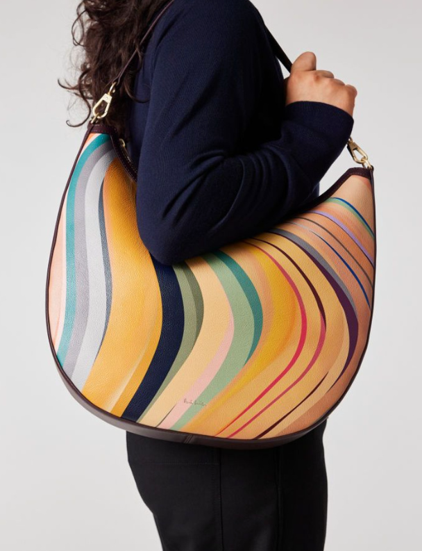 Dusky Swirl Leather Medium Hobo Bag