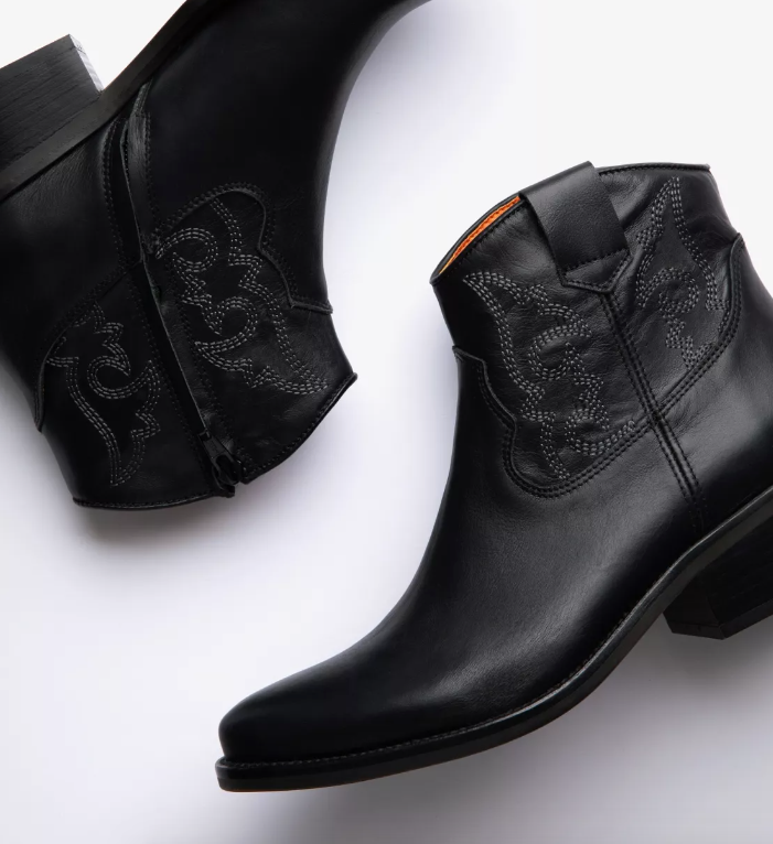 Cassidy Leather Cowboy Boot Black