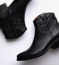 Cassidy Leather Cowboy Boot Black