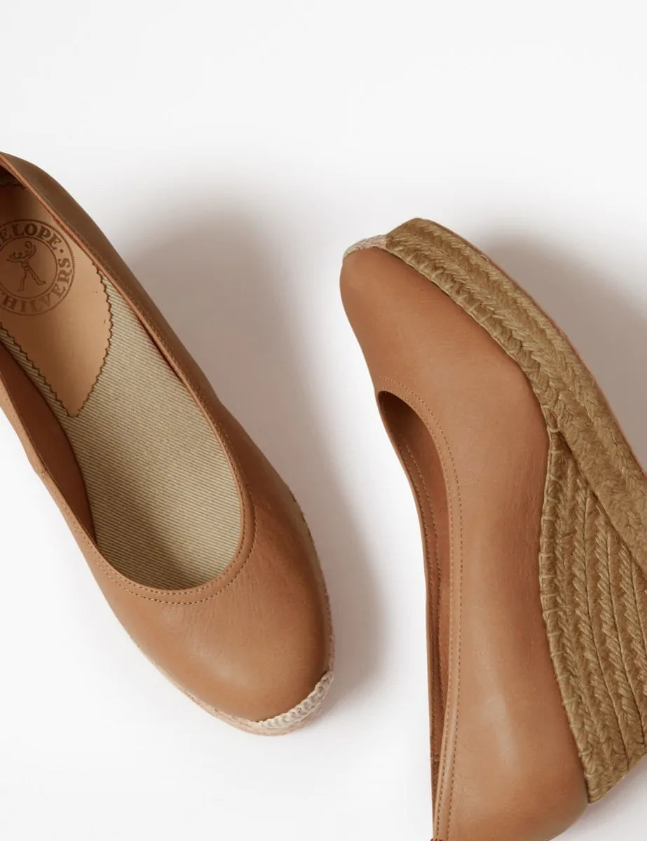 Scoop Leather Espadrille Tan