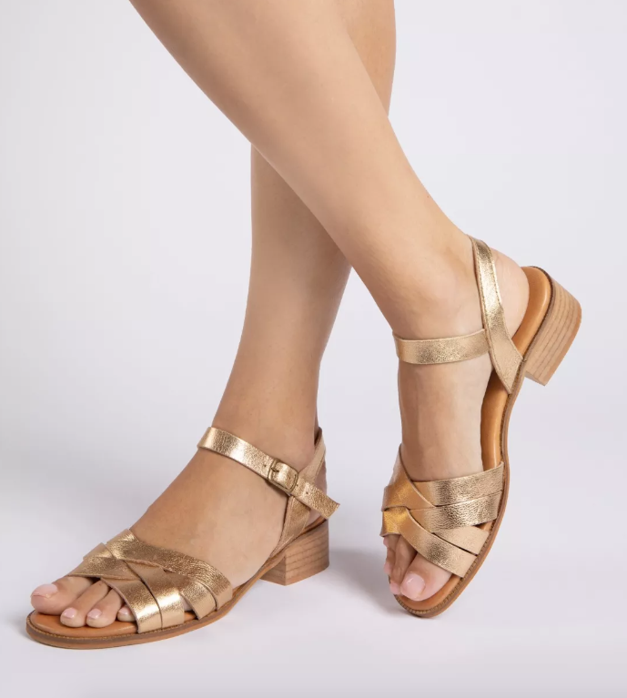 Shepherdess Metallic Leather Sandals Gold