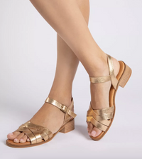 Shepherdess Metallic Leather Sandals Gold