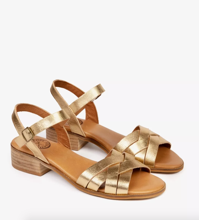 Shepherdess Metallic Leather Sandals Gold