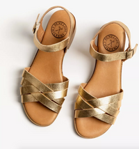 Shepherdess Metallic Leather Sandals Gold