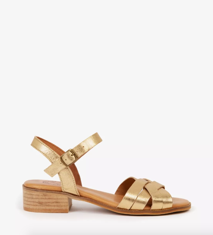 Shepherdess Metallic Leather Sandals Gold