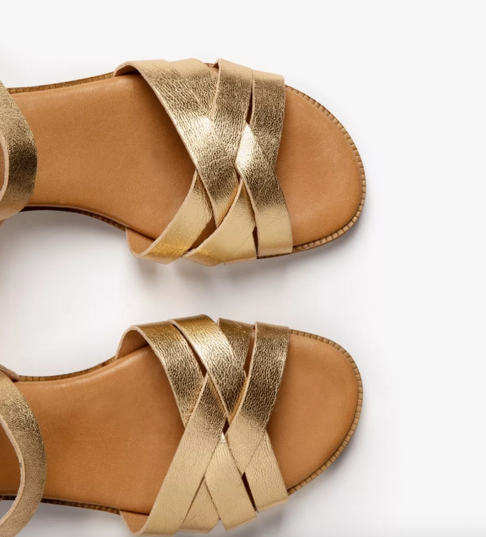 Shepherdess Metallic Leather Sandals Gold