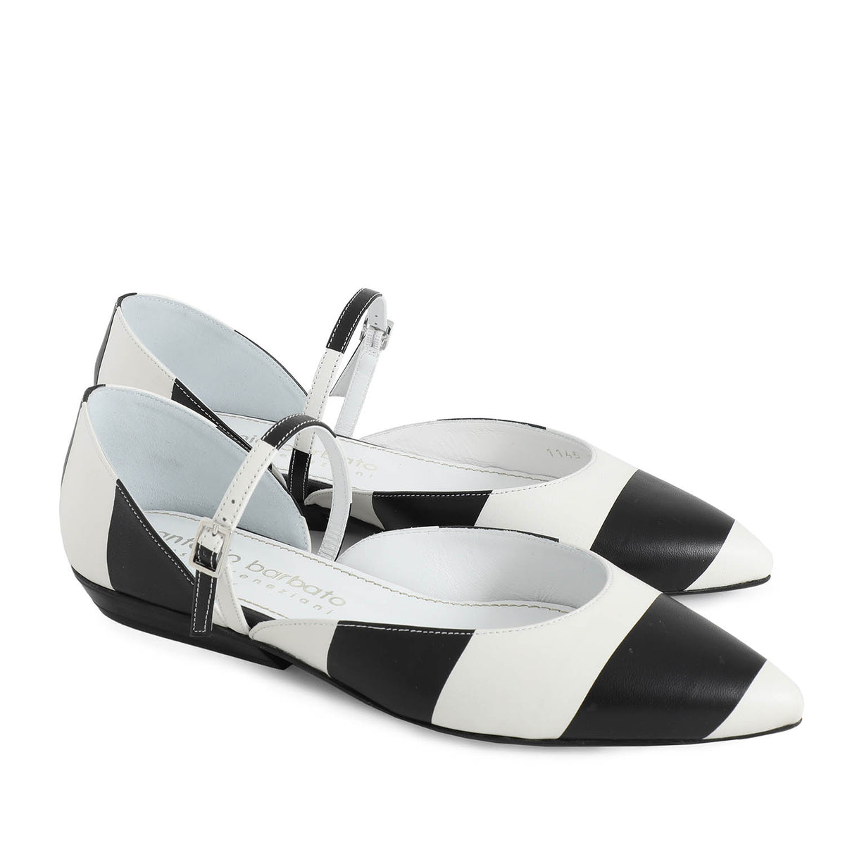 Silhouetta Black & White stripe Mary Jane shoes