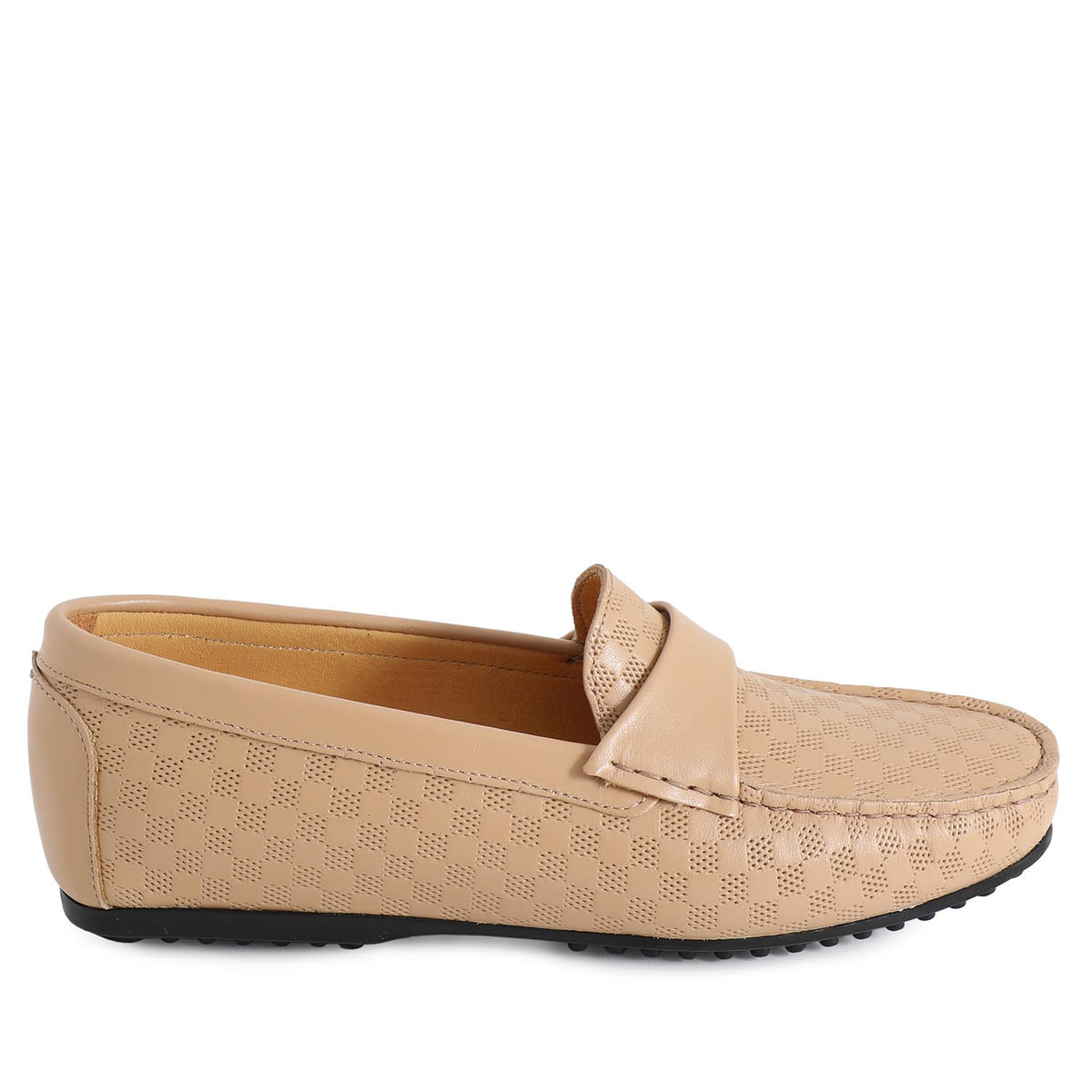 Square Leather Moccasin Champagne