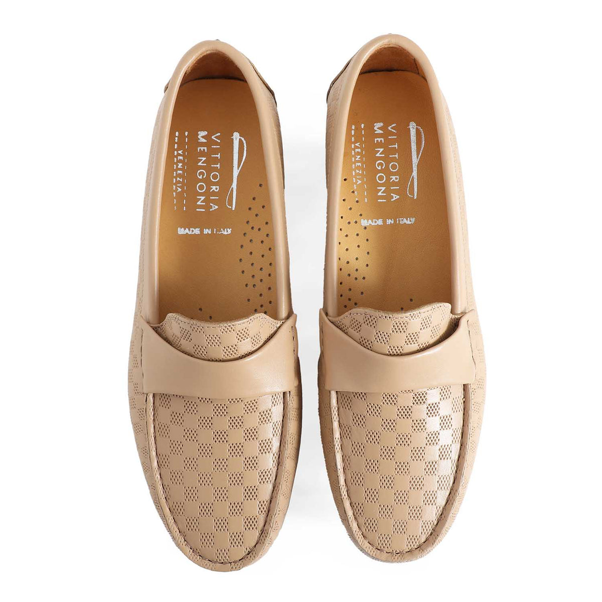 Square Leather Moccasin Champagne