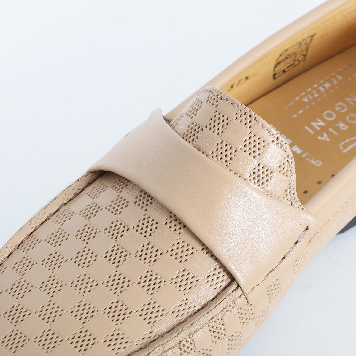 Square Leather Moccasin Champagne