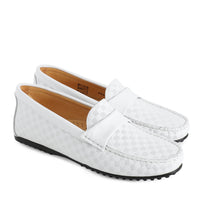 Square Leather Moccasin White