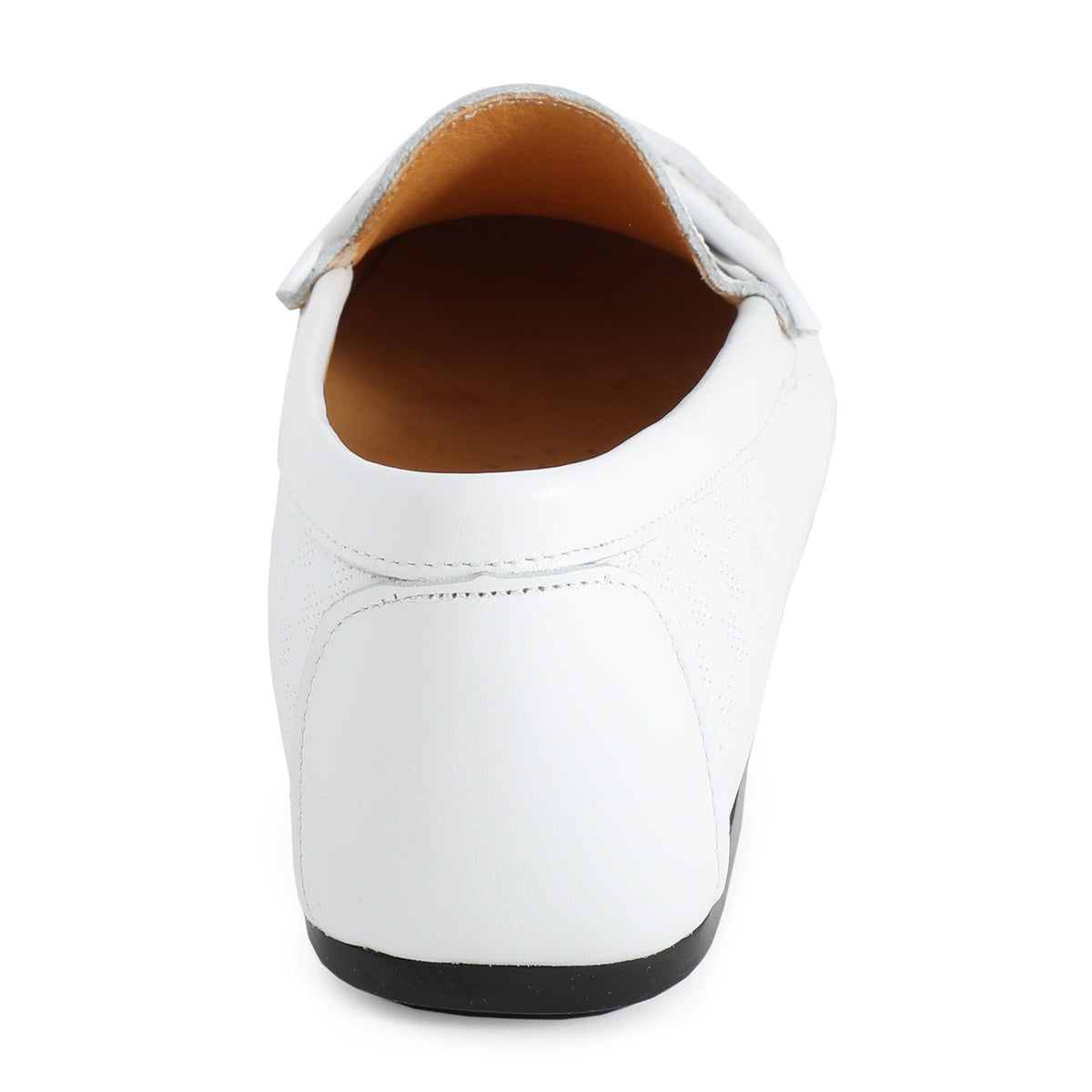Square Leather Moccasin White