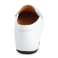 Square Leather Moccasin White