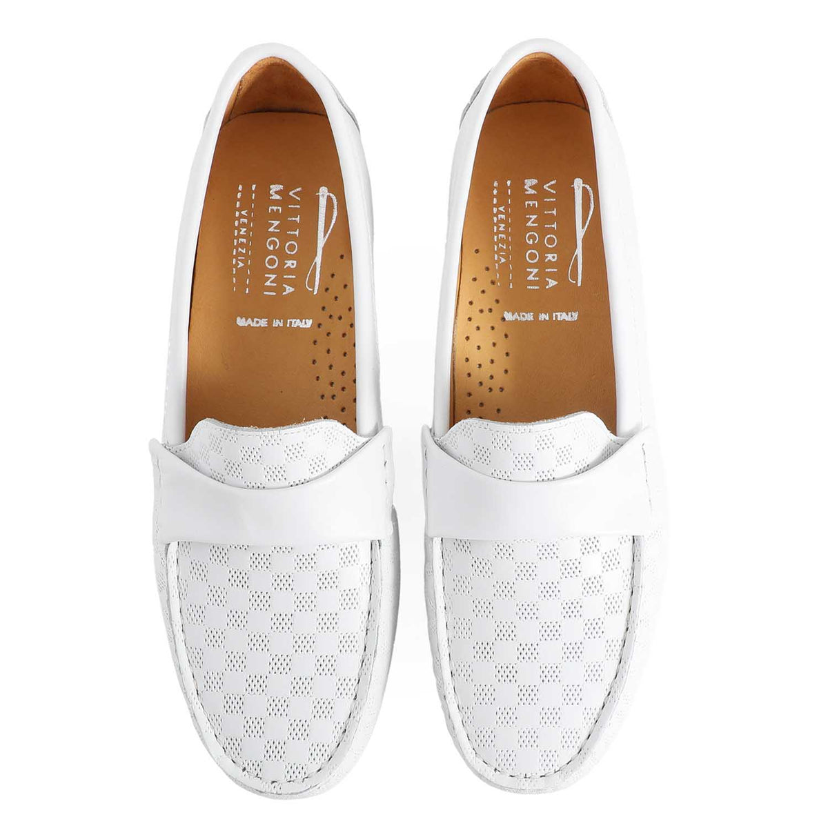 Square Leather Moccasin White