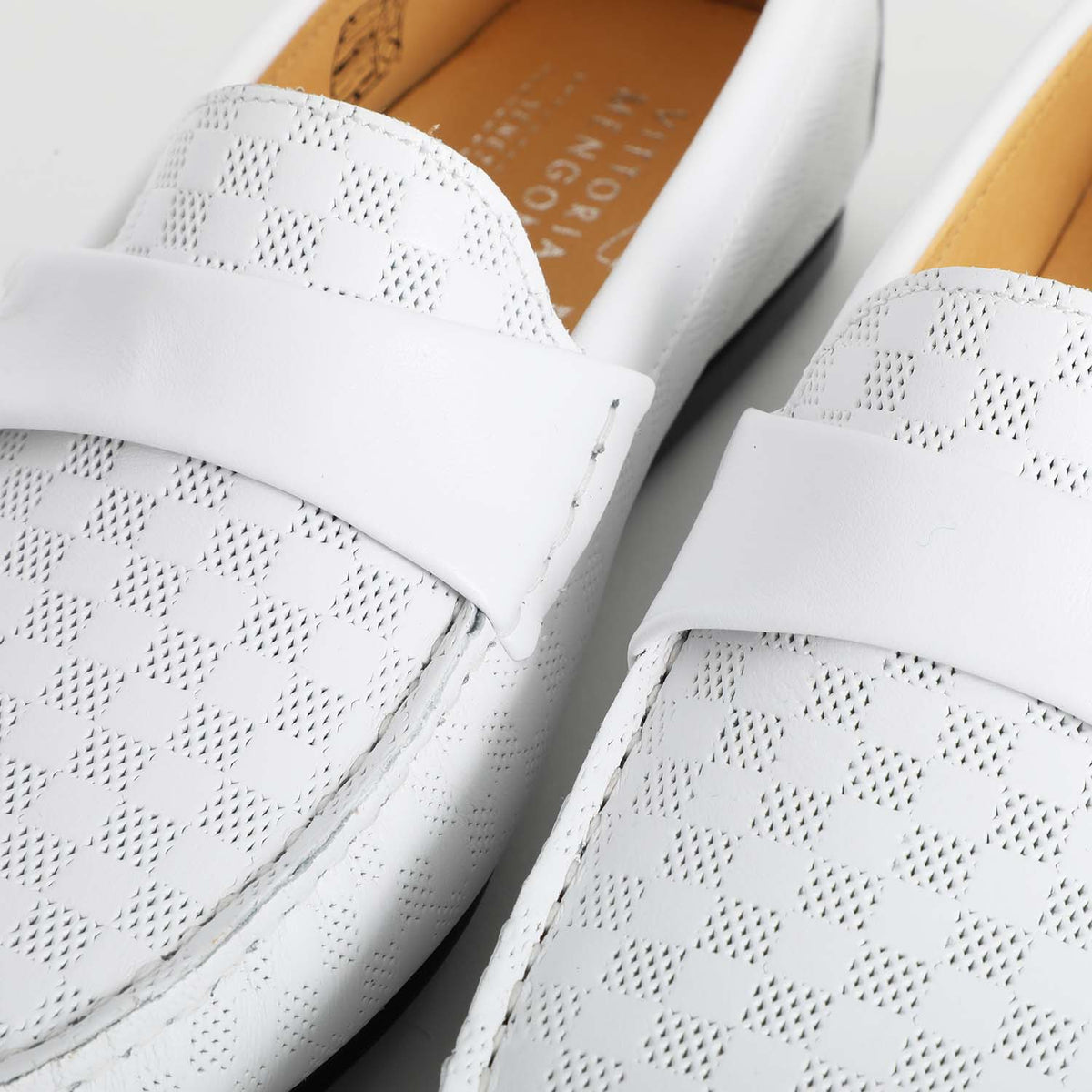 Square Leather Moccasin White