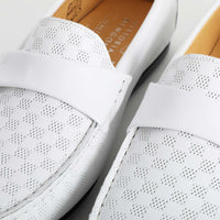 Square Leather Moccasin White