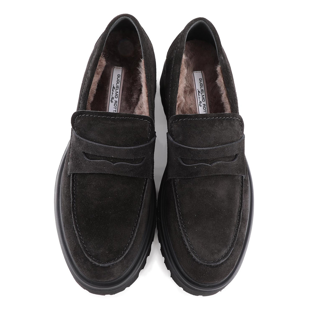 Black Shearling-lined Suede Loafer