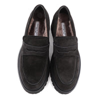 Black Shearling-lined Suede Loafer