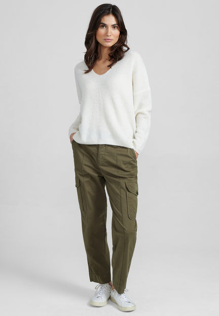 Thora V Kneck Sweater Ecru