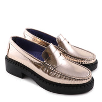Gold Metallic Leather Loafer